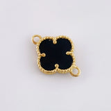 Herraje Trebol Onix Negro 0.75 g / 1.5 cm Oro Amarillo 18K