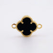 Herraje Trebol Onix Negro 0.75 g / 1.5 cm Oro Amarillo 18K