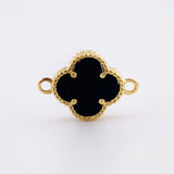 Herraje Trebol Onix Negro 0.75 g / 1.5 cm Oro Amarillo 18K