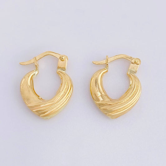 Candongas Corazon Rayado 1.05gr / 1.05cm / Oro Amarillo 18K