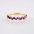 Anillo Carril Zafiros Azules Fucsias 74pts 1.8gr / T7 / Oro Amarillo 18K