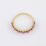 Anillo Carril Zafiros Azules Fucsias 74pts 1.8gr / T7 / Oro Amarillo 18K