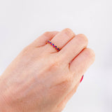 Anillo Carril Zafiros Azules Fucsias 74pts 1.8gr / T7 / Oro Amarillo 18K