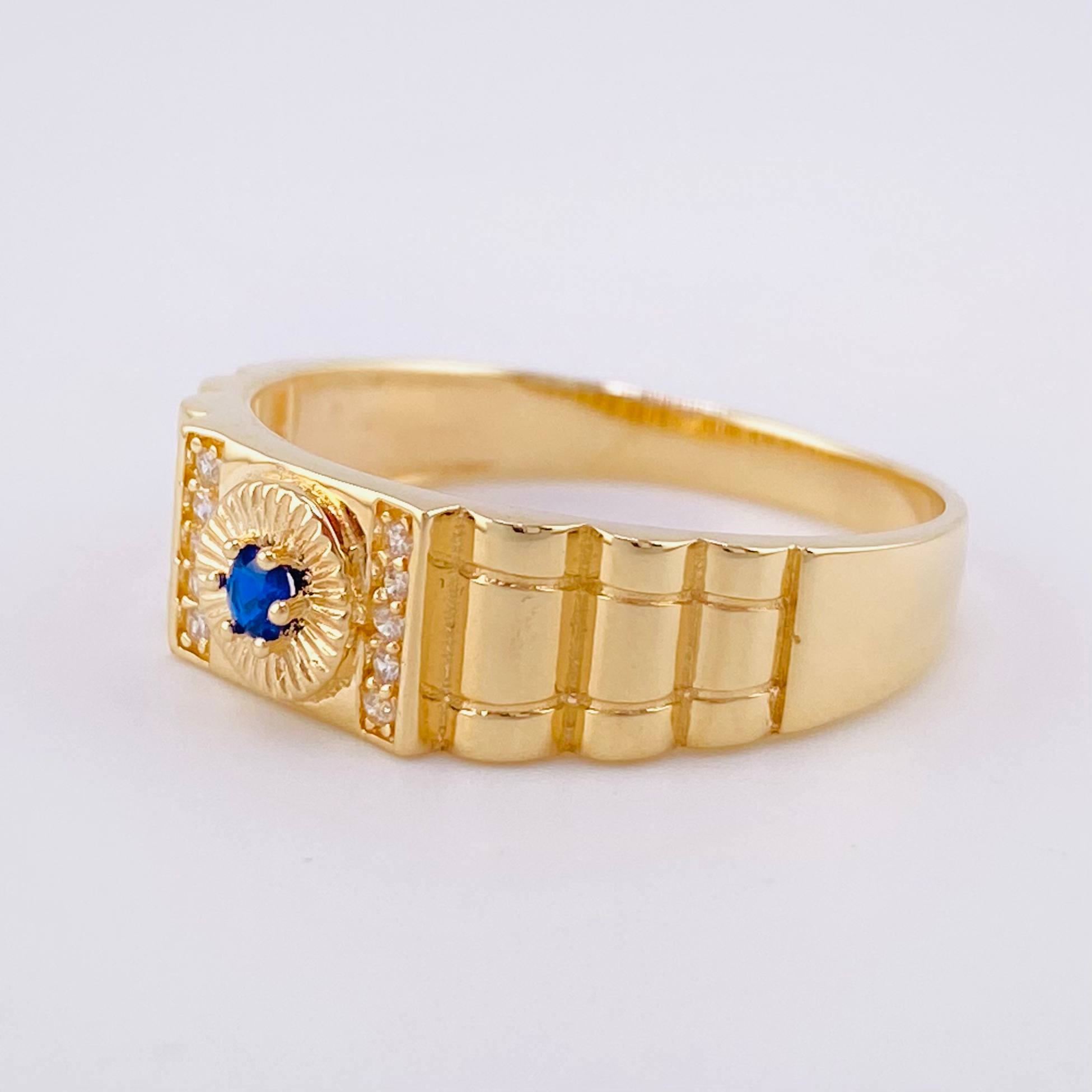 Anillo Sello Aro Rayado 4.3g / T10 1/2 Oro Amarillo 18K