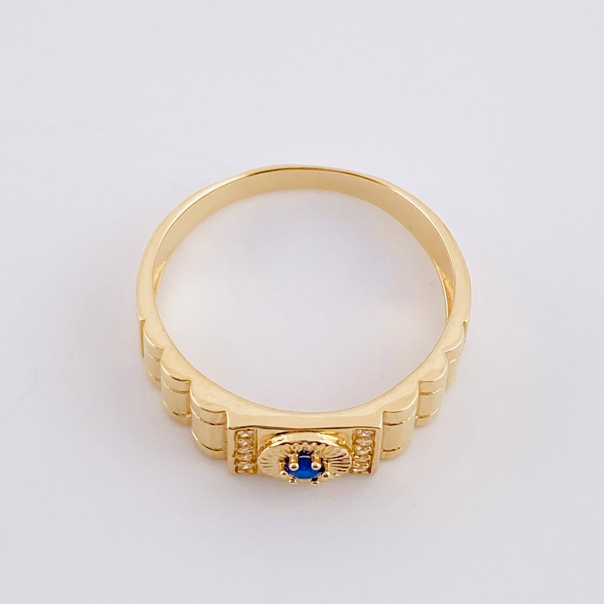 Anillo Sello Aro Rayado 4.3g / T10 1/2 Oro Amarillo 18K