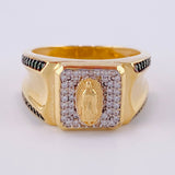 Anillo Sello Virgen Guadalupe 9.35g / T10 Dos Oros Amarillo Blanco 18K