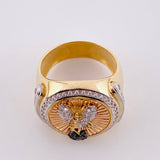 Anillo Sello San Miguel 10.75g / T9 1/2 Tres Oros 18K