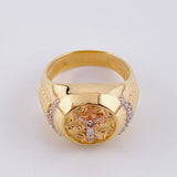 Anillo Sello Cruz Cristo 14.6g / T11 1/2 Tres Oros 18K
