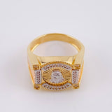 Anillo Sello Rectangular Cristo 11.7g / T10 1/2 Tres Oros 18K