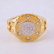 Anillo Sello Circular Doble Cruz 8.65g / T11 1/4 Dos Oros Amarillo Blanco 18K