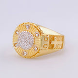 Anillo Sello Circular Doble Cruz 8.65g / T11 1/4 Dos Oros Amarillo Blanco 18K