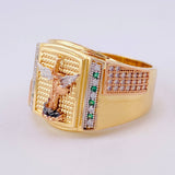 Anillo Sello Rectangular San Miguel 7.85g / T10 Tres Oros 18K