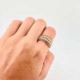 Anillo Canasta Corazones 5.4g / T8 1/4 Dos Oros Amarillo Blanco 18K
