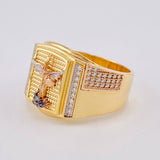 Anillo Sello Rectangular San Miguel 8.75g / T11 Tres Oros 18K