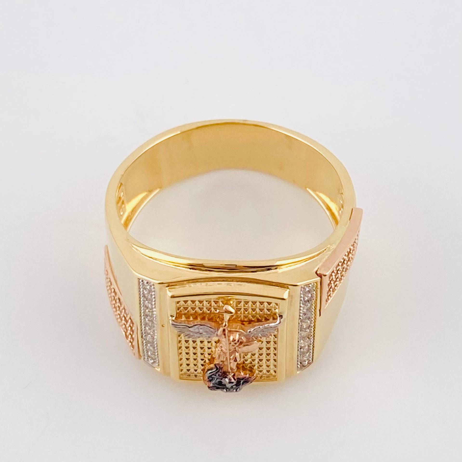 Anillo Sello Rectangular San Miguel 8.75g / T11 Tres Oros 18K