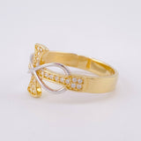 Anillo Cruz Infinito 3.2g / T8 Dos Oros Amarillo Blanco 18K