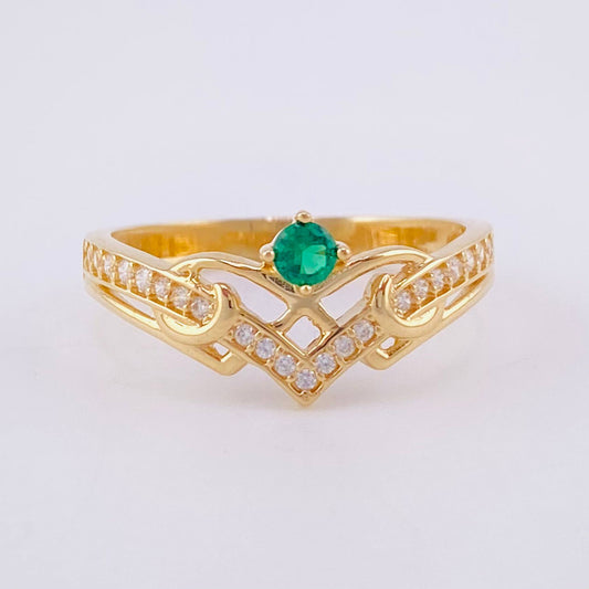 Anillo Tiara V Solitario 2.65g / T7 3/4 Oro Amarillo 18K