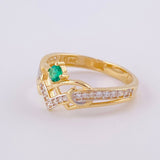 Anillo Tiara V Solitario 2.25g / T6 Dos Oros Amarillo Blanco 18K