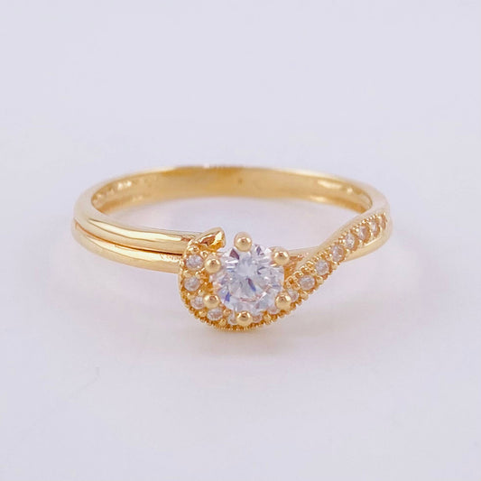 Anillo Solitario Bypass 2.3g / T7 Oro Amarillo 18K