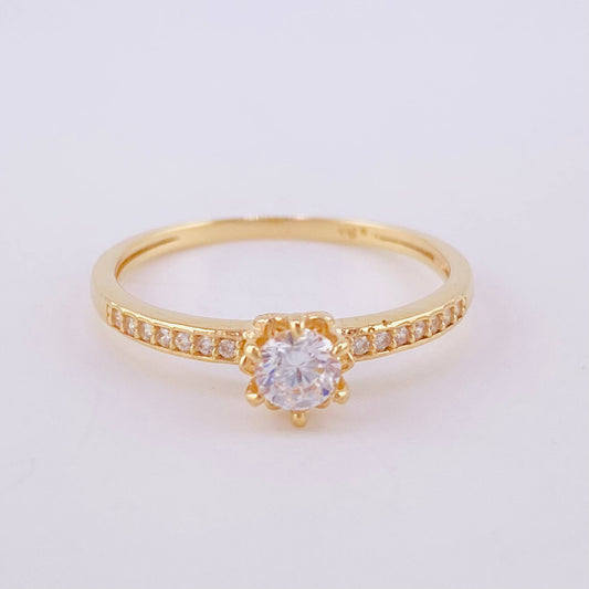 Anillo Solitario Carril Tupido 1.7g / T6 1/4 Oro Amarillo 18K