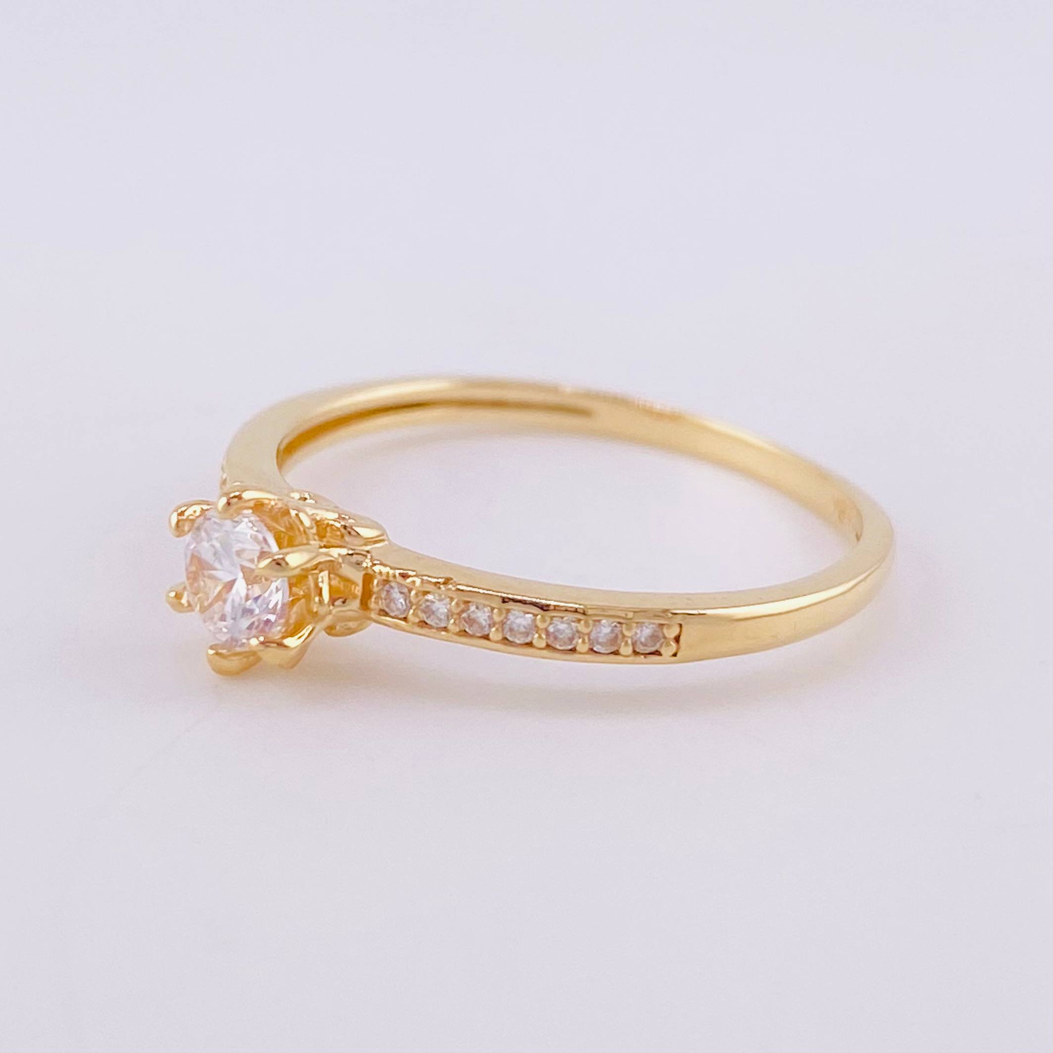 Anillo Solitario Carril Tupido 1.7g / T6 1/4 Oro Amarillo 18K
