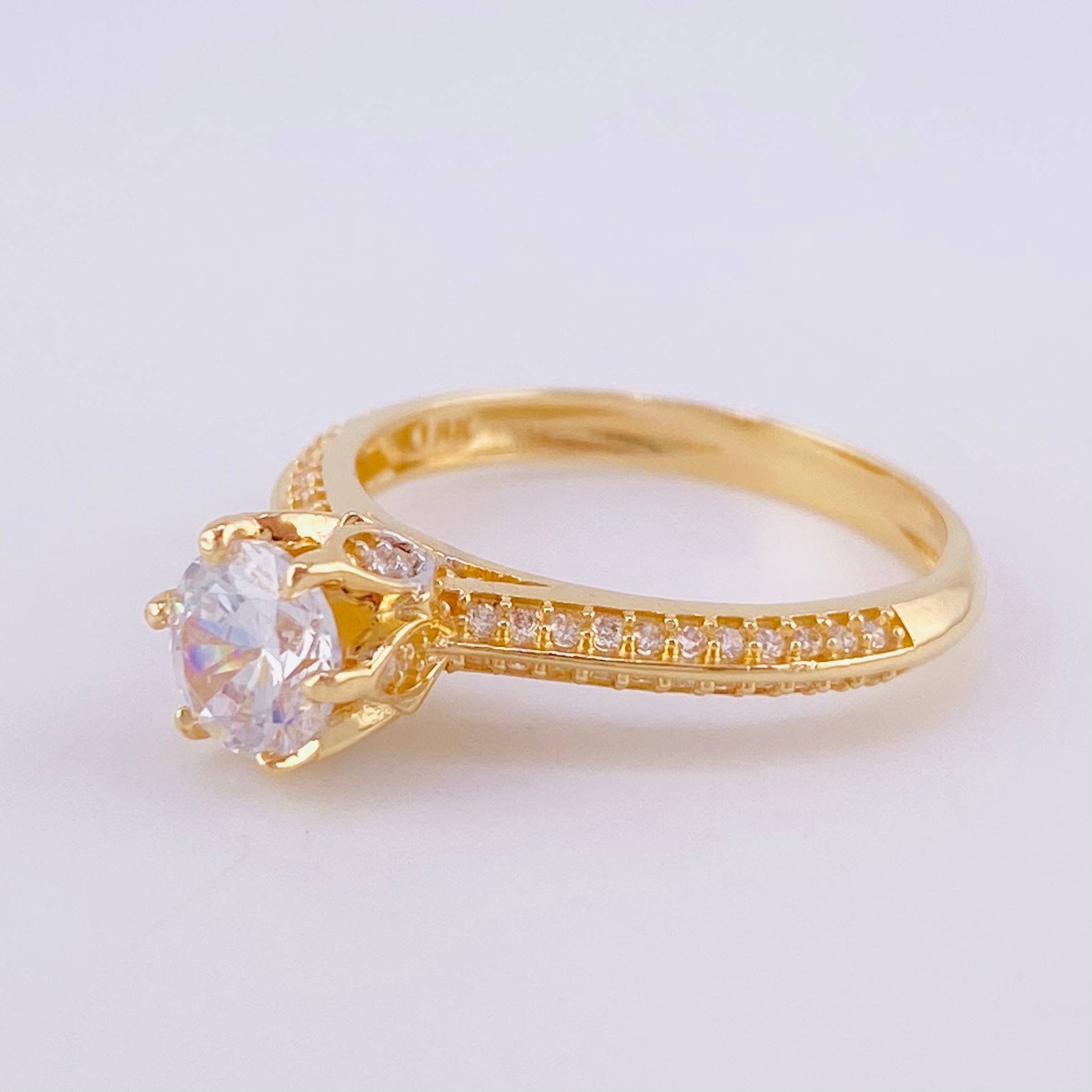 Anillo Canasta Solitario 3.7g / T7 3/4 Oro Amarillo 18K