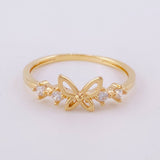 Anillo Silueta Mariposa Zirconias 1.4g / T5 3/4 Oro Amarillo 18K
