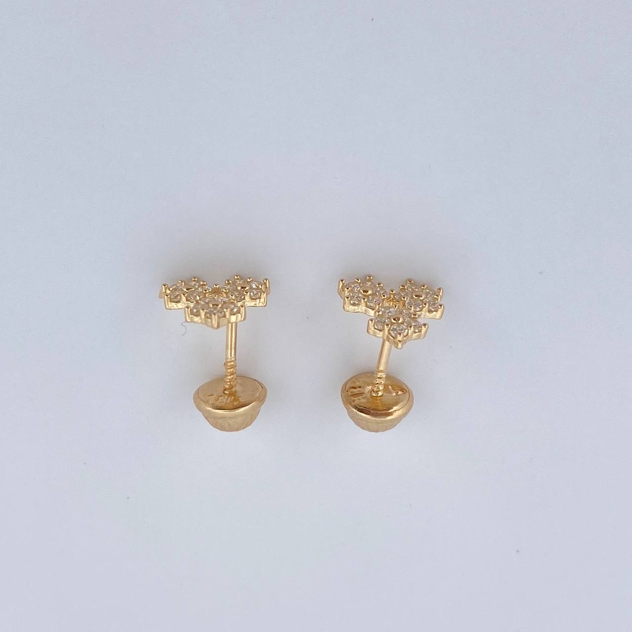Topos Trio Flores 1.05gr / Circones Blancos Oro Amarillo 18K $