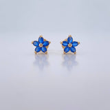 Topos Flor 0.9gr / Circones Azules Oro Amarillo 18K $