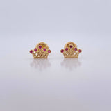 Topos Corona 0.85gr / Circones Fucsias Oro Amarillo 18K $