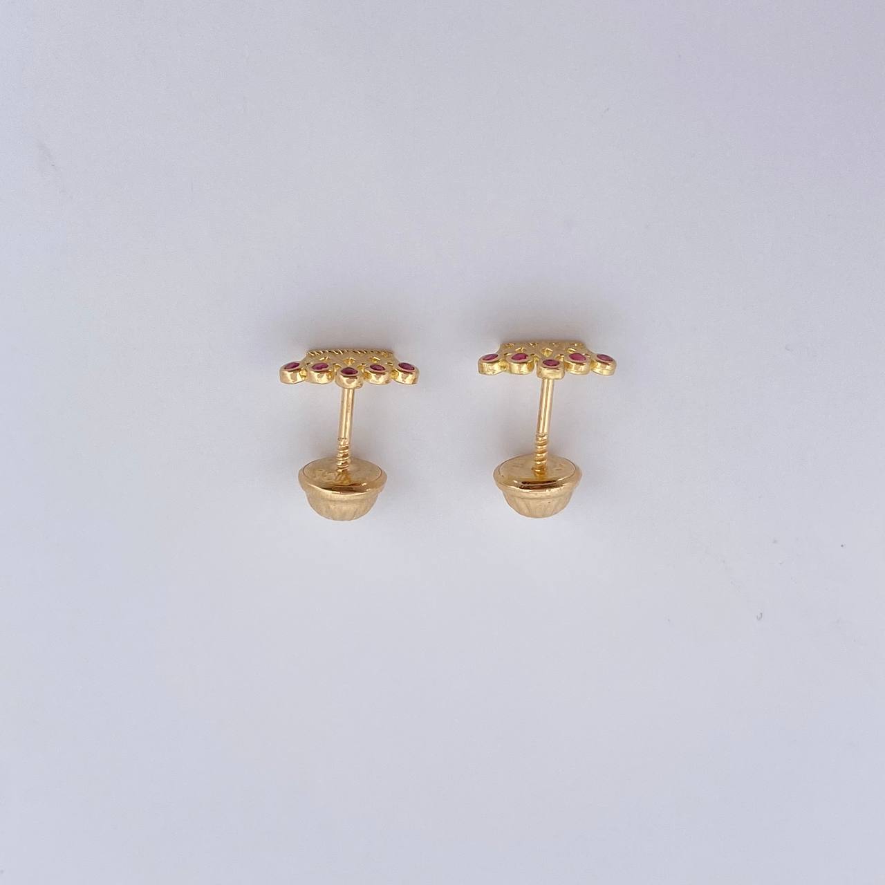 Topos Corona 0.85gr / Circones Fucsias Oro Amarillo 18K $