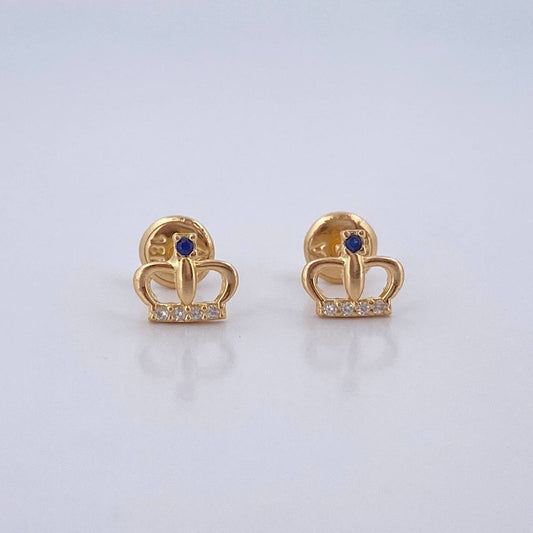 Topos Corona Real 0.95gr / Circones Blancos Azul Oro Amarillo 18K $