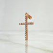 Dije Cruz Tupida 1.6gr / 3cm / Circones Blancos Oro Rosa 18K *