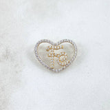 Herraje Dije Corazón Fe 1.65gr / 1.5cm-2cm / Silueta Circones Blancos Oro Amarillo 18K
