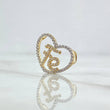 Herraje Dije Corazón Fe 1.65gr / 1.5cm-2cm / Silueta Circones Blancos Oro Amarillo 18K
