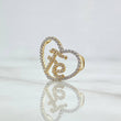 Dije Corazon Fe 1.65gr / 1.5cm / Sin Cargador - Circones Blancos Oro Amarillo 18K *