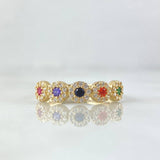 Anillo Media Halos 2.4gr / T7 / Circones Multicolor Oro Amarillo 18K ©
