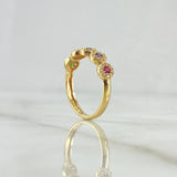 Anillo Media Halos 2.4gr / T7 / Circones Multicolor Oro Amarillo 18K ©