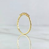 Anillo Penta Piedra 1.3gr / T7 1/4 / Circones Blancos Oro Amarillo 18K