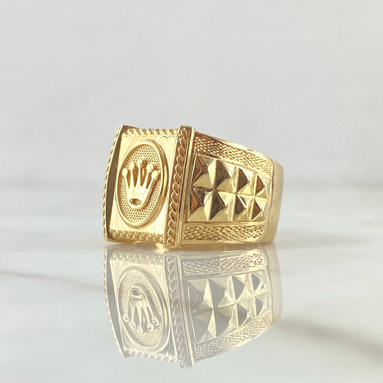 Anillo Corona RX Rectangular 6.8gr / T9 / Texturizado Oro Amarillo 18K ©