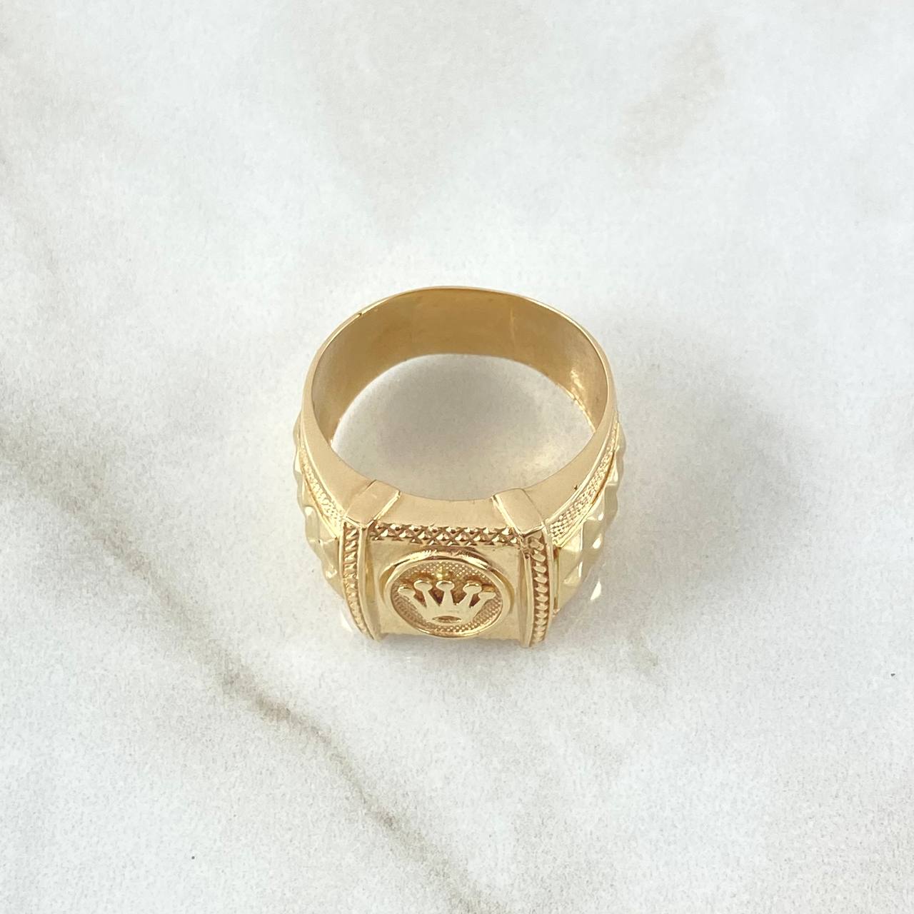 Anillo Corona RX Rectangular 6.8gr / T9 / Texturizado Oro Amarillo 18K ©