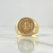 Anillo Sello San Benito 6.55gr / T9 1/4 / Cruces - Circones Blancos Oro Amarillo 18K