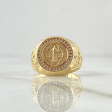 Anillo Sello San Benito 6.55gr / T9 1/4 / Cruces - Circones Blancos Oro Amarillo 18K
