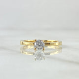 Anillo Solitario Recto 2.85gr / T6 1/4 / Circon Blanco Oro Amarillo 18K ©