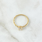 Anillo Solitario Trenzado 1.55gr / T7 / Circon Blanco Oro Amarillo 18K ©