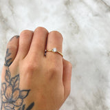 Anillo Solitario Tenue 1.6gr / T6 1/2 / Circon Blanco Oro Amarillo 18K ©