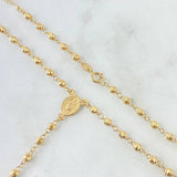 Rosario Virgen Milagrosa Cruz Puntas Floreadas 6.55gr / 50cm / 3mm4mm Bolas Diamantadas Oro Amarillo 18K