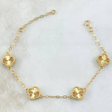 Pulso Aro Seguido Trébol VCyA Gradual 5.55gr / 16cm-19cm / 1.9mm Diamantado Punteado Oro Amarillo Nac.Esp. 18K ©