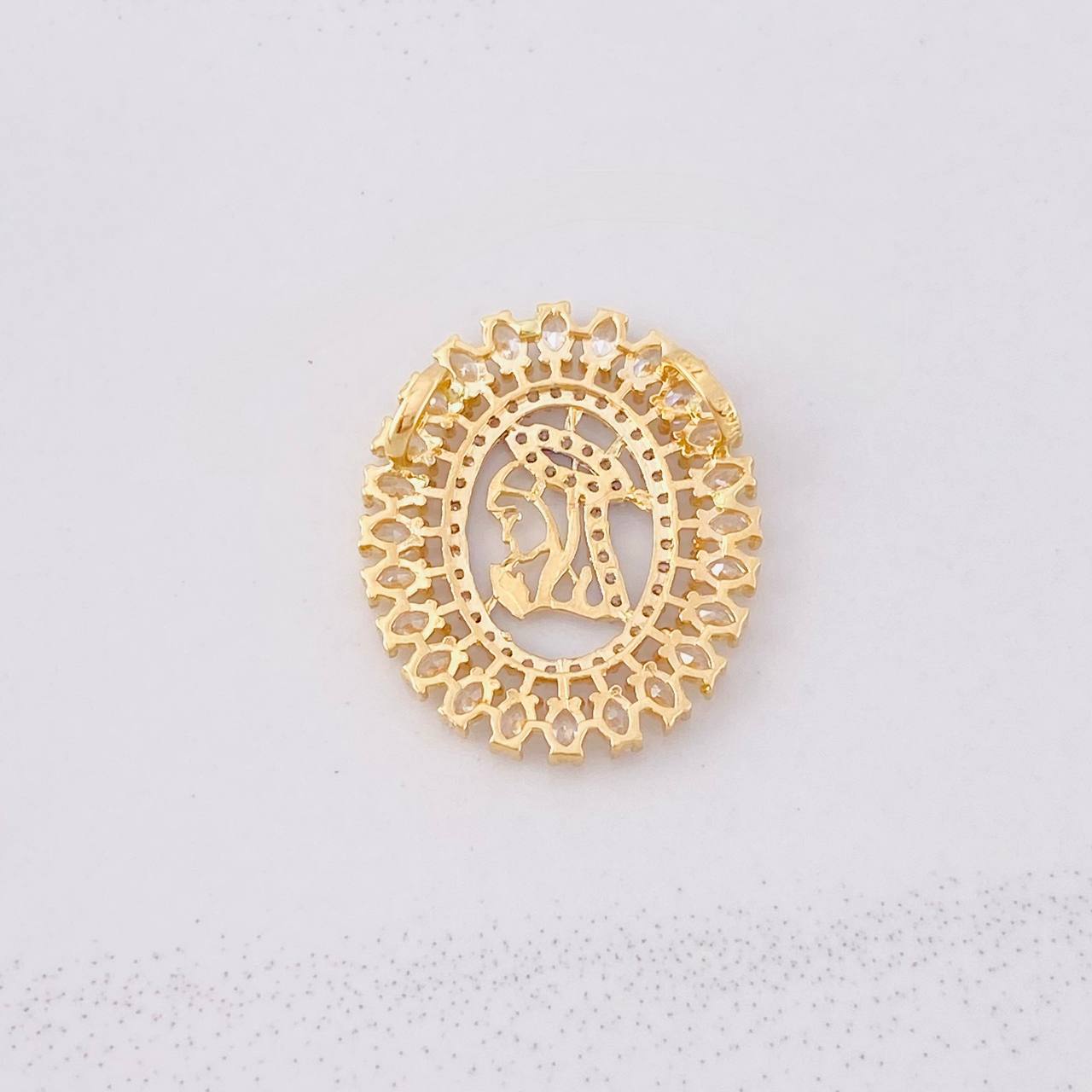 Dije Virgen María 2.95g / 2.4cm Dos Oros Amarillo Blanco 18K