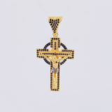 Dije Cruz Cristo Onyx 6.6g / 4.6cm Dos Oros Negro Amarillo 18K